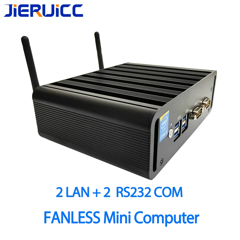Безвентиляторный мини ПК intel core i5 4200u с 2com 2 rj45 1000 Мбит/с LAN hd graphic vga hdmi двойной