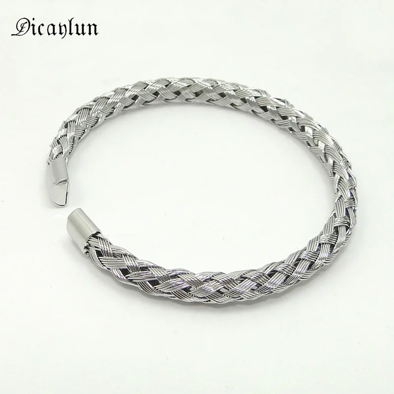 Dicaylun Stainless Steel Weave Bracelet Men Silver Adjule Wire Dicaylun Stainless Steel Weave Bracelet