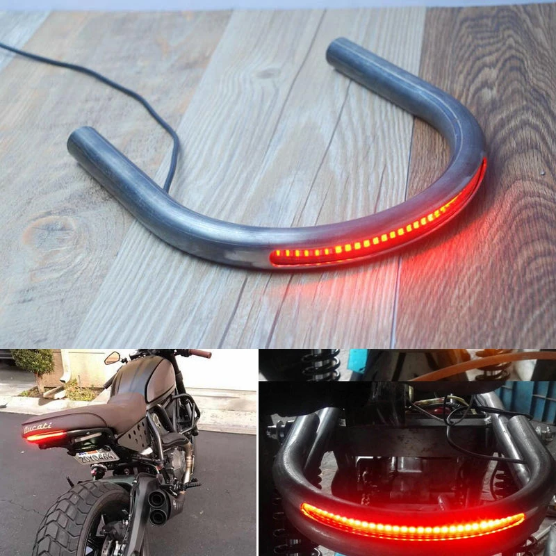 1 Pcs 225mm Modified Motorbike Seat Frame Hoop Style Loop With Turn Singal Light