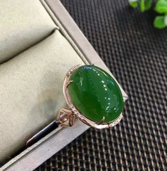 

18K rose gold with diamonds set with top old ingredients spinach green and Tian Biyudan ringh74#