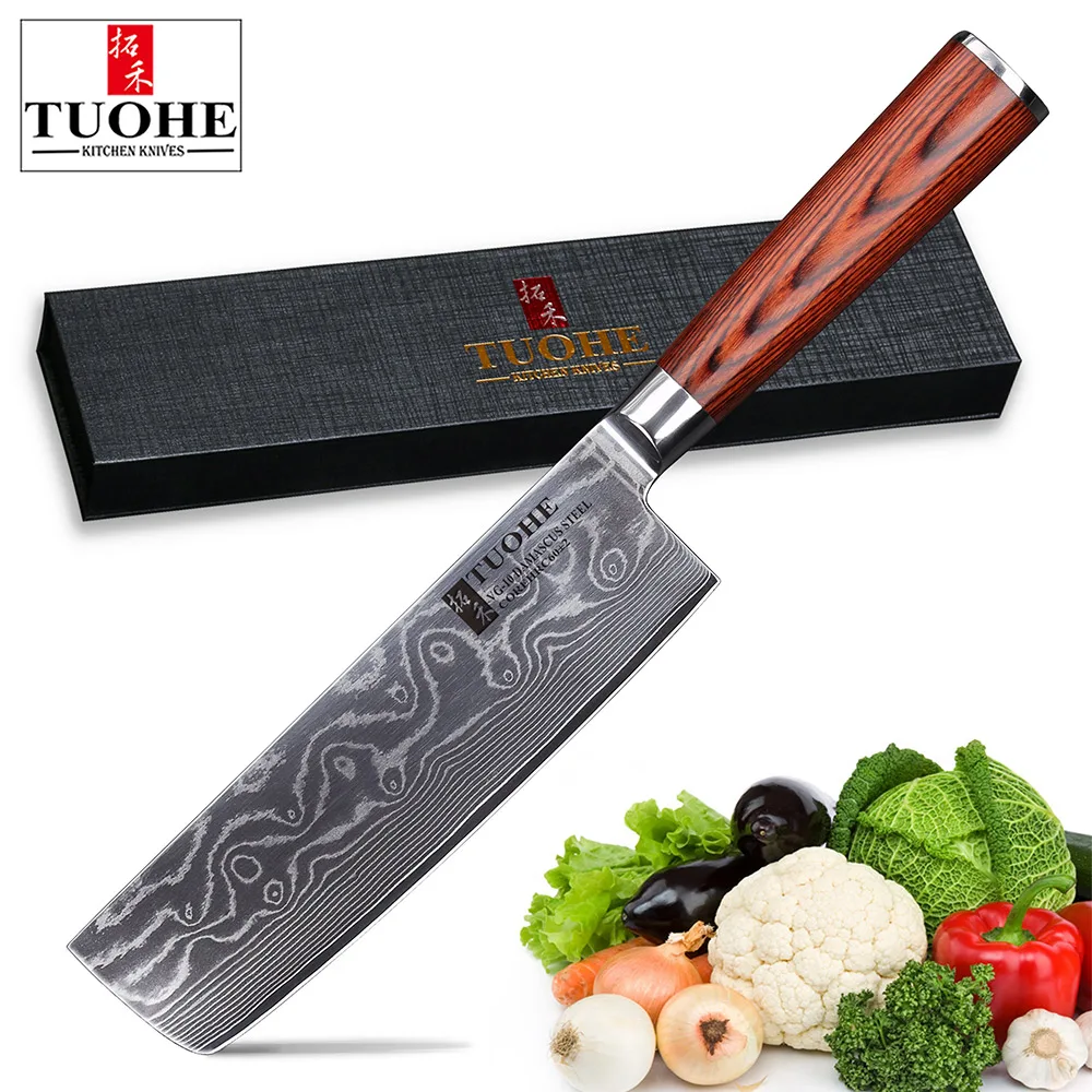 TUOHE Damascus knives 7 inches chopper knife Japanese damascus steel