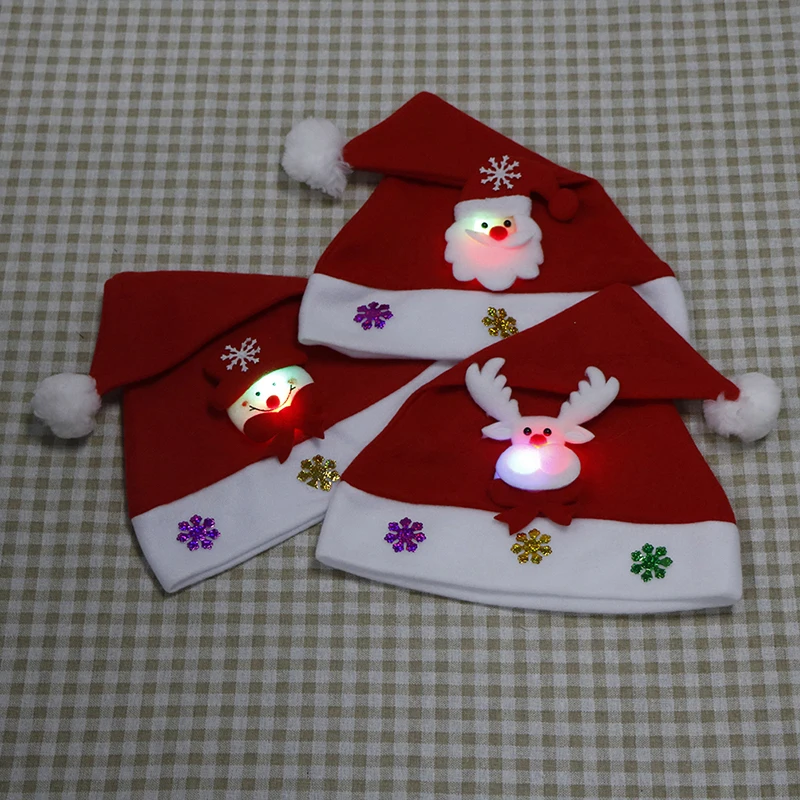 Kid Cheer Christmas Hat Children Santa Claus Reindeer Snowman Party Cute Cap Wedding Decoration