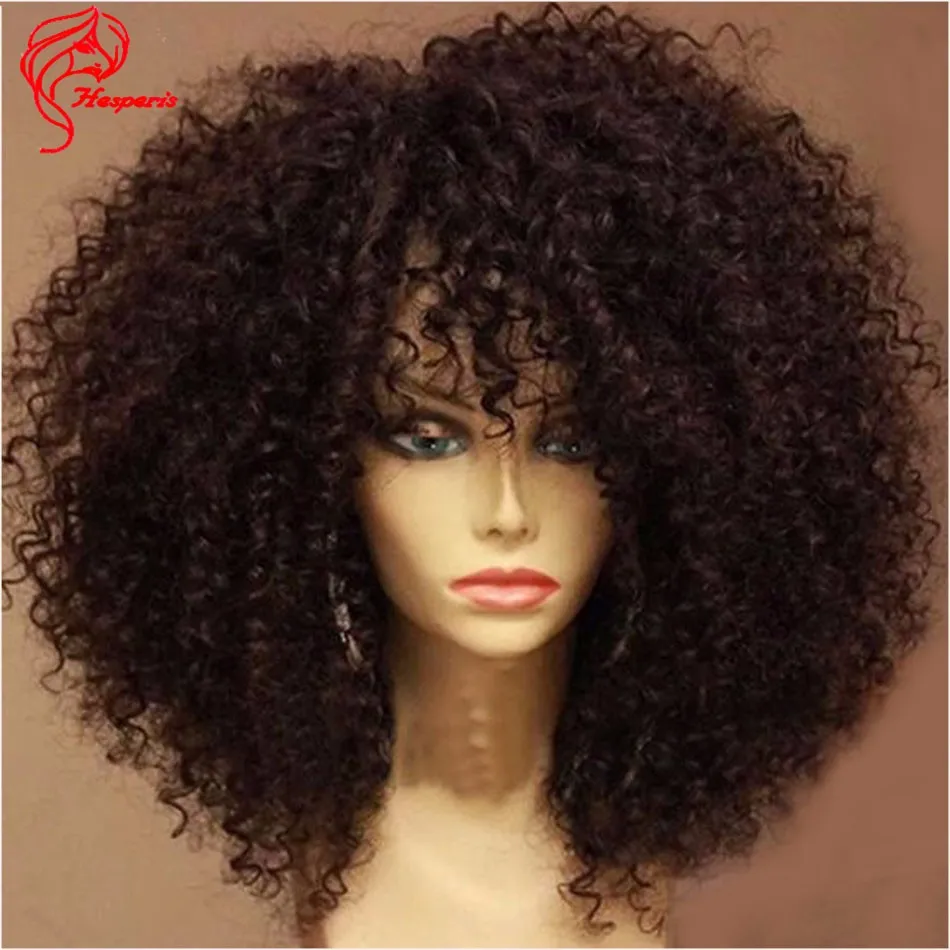  Hesperis Afro Kinky Curly Human Hair Wigs Pre Plucked 130% Brazilian Remy 13x6 Short Lace Front Wig