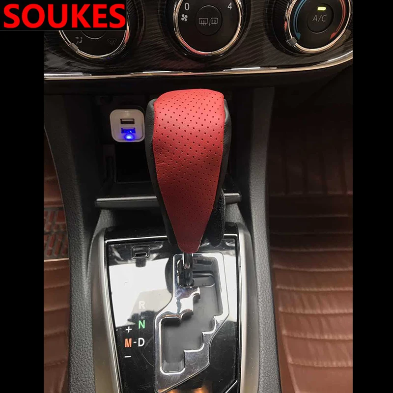 Автомобильный Стильный чехол для рычага переключения передач из натуральной кожи для hyundai Solaris Tucson I30 IX35 I20 Accent Santa Fe Citroen C4 C5 C3