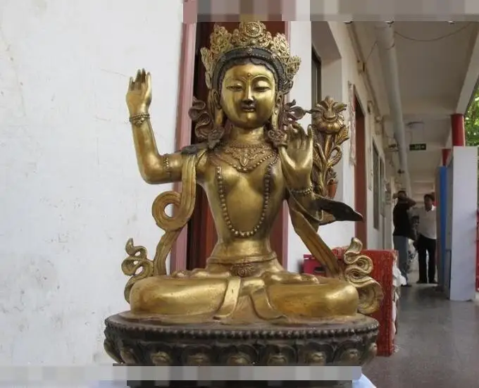 

S06691 23"Tibet Buddhism Classical Bronze gild Goddess Kwan-Yin buddha statue