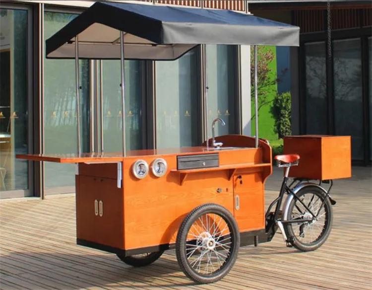 New design food bike coffee vending cart snack truck cargo trikein