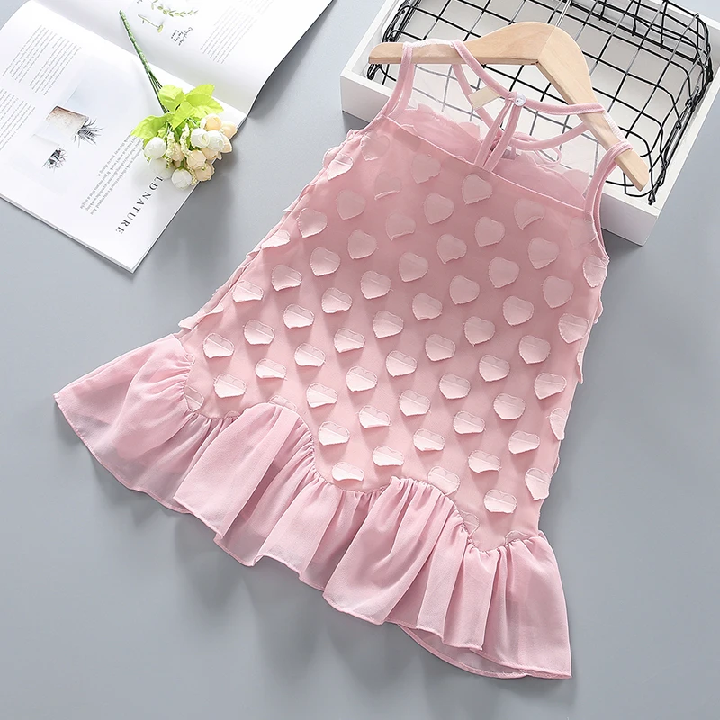 

Girls Dress 2019 Summer New Snow Love Heart-Sleeve Sleeveless Princess Dress Vest Dress Girls Dresses