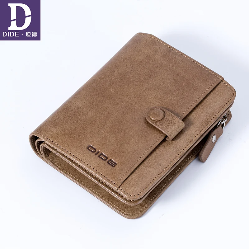 

DIDE Classic Style Genuine Leather Men Wallets Short Men Wallets Vintage Wallet Male Zipper Coin Purse Card Holder