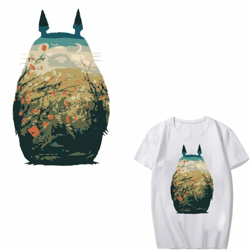 

Iron on Transfer Totoro Patches for Clothes DIY T-shirt Applique Heat Transfer Vinyl Ironing Stickers on Clothes Thermal Press