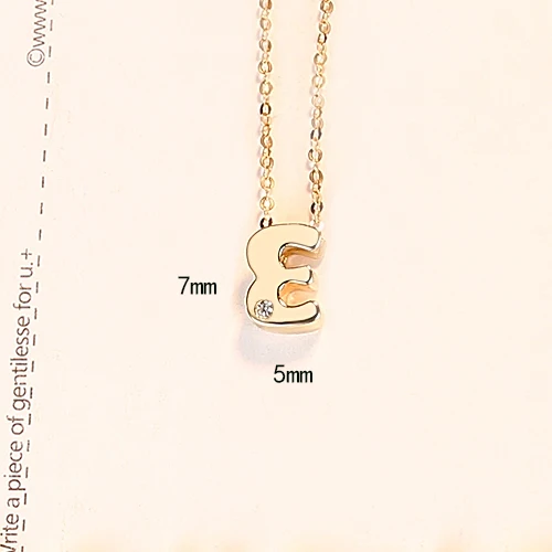 Драгоценные камни и инициалы времени, A-Z ожерелье с подвеской, буквы s, 14 к золотое ожерелье для женщин, свадебные ювелирные изделия, подарок, желтое золото AU585 N14102 - Цвет камня: E