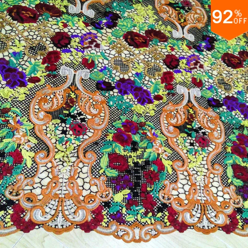 Buy colorful embroid baroque New lace flower embroidery embroidery fabric