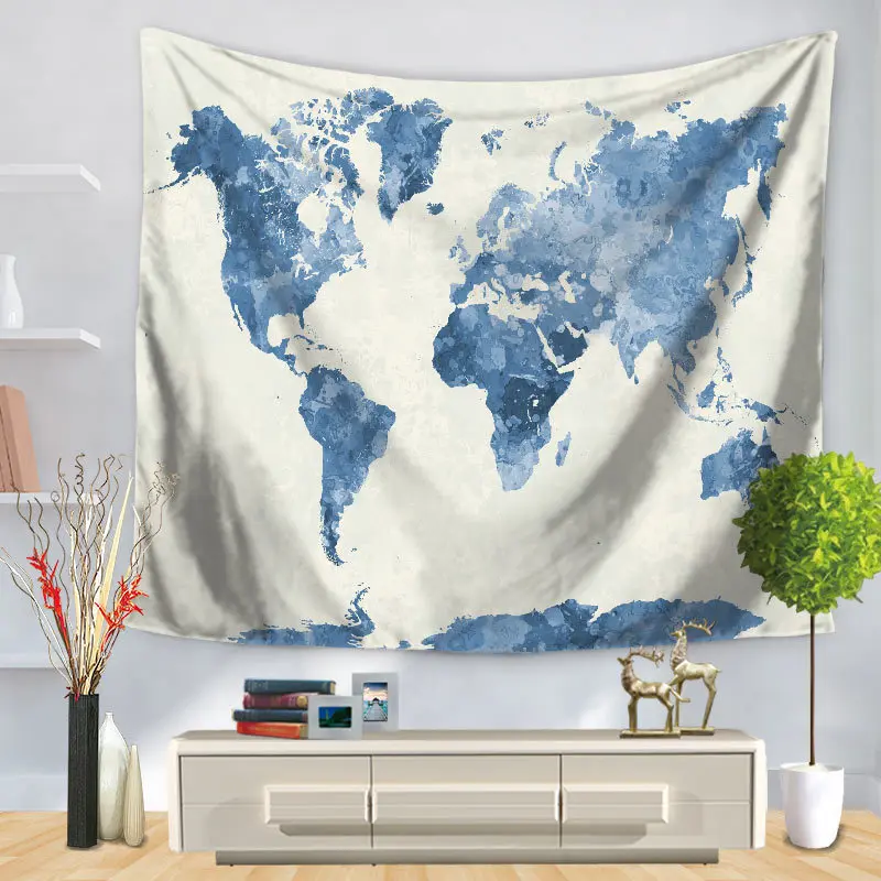 Hongbo в скандинавском стиле, винтажная карта мира, гобелен, настенное пляжное полотенце из полиэстера, тонкое одеяло, коврик-шарф для йоги