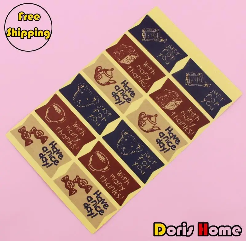 

Free Shipping sticker for cookies cake container plastic bag box seal paste