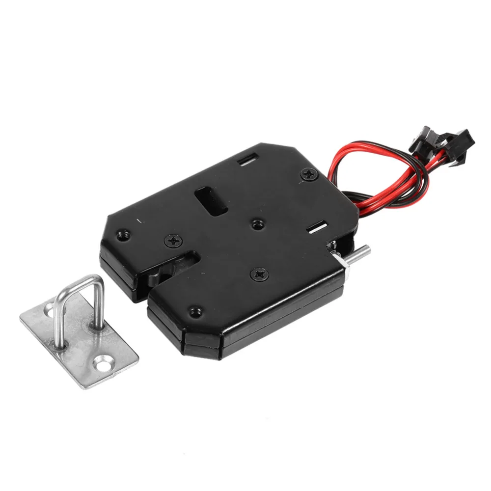

1Pcs DC 12V 2A Electric Lock Control Cabinet Drawer Lockers Lock Latch Steel Black Electric Control Lock With Detecting Switch