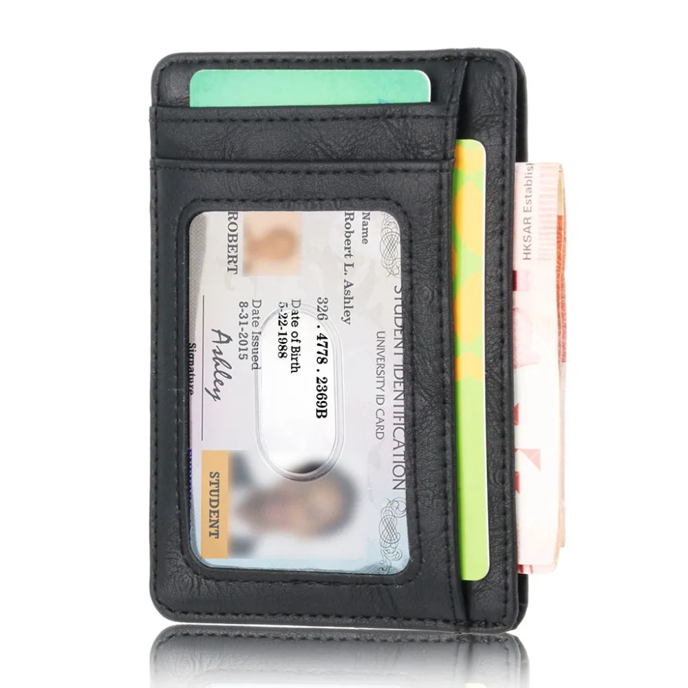 Slim Leather ID/Credit Card Holder Long Wallet with RFID Blocking