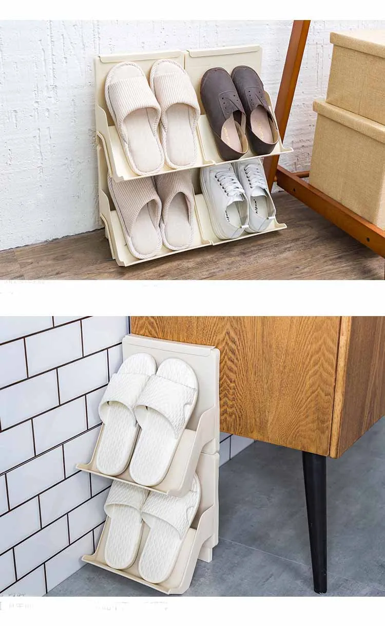 2 шт стеллаж для обуви, Многофункциональный пластиковый штабелируемый стеллаж для обуви, подставка для хранения, органайзер для обуви, сделай сам, обувной шкаф для домашнего декора