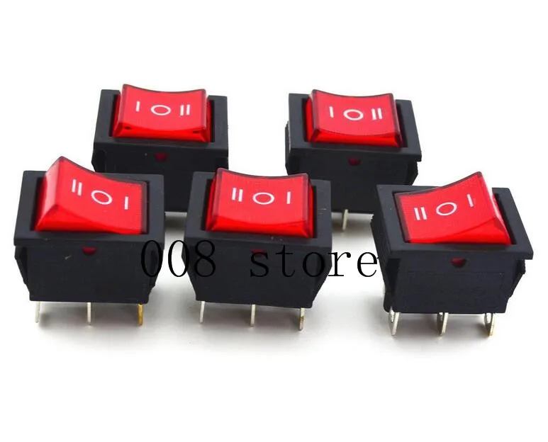 

5Pcs Rocker Boat Switch Red DPDT ON-OFF-ON 6 PIN 15A/250VAC 20A/125VAC