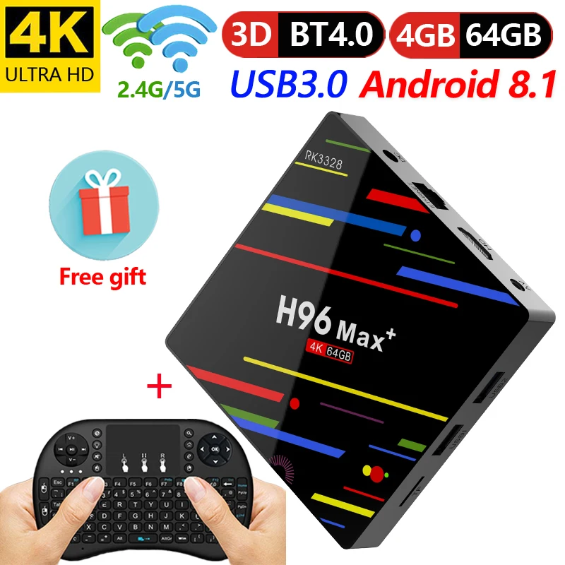 H96 Max Plus 4 GB 64 GB Android 8.1 TV Box RK3328 Quad Core 4G/32G USB 3.0 smart 4 K Set Top Box 2.4G/5G Dual WIFI Bluetooth H96 Max Plus 4 GB 64 GB Android 8.1 TV Box RK3328 Quad Core 4G/32G USB 3.0 smart 4 K Set Top Box 2.4G/5G Dual WIFI Bluetooth