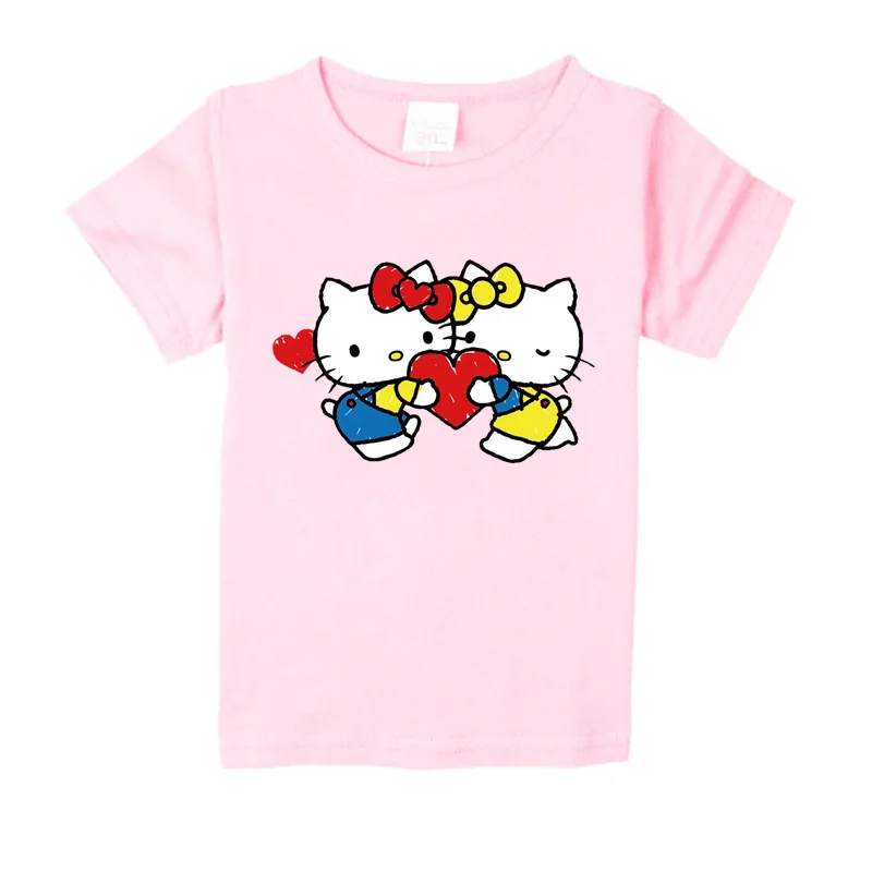 

2018 new summer hello kitty child t shirt colorful cotton Printed Short Sleeve Clothes Kids T shirt Baby Girls Clothes