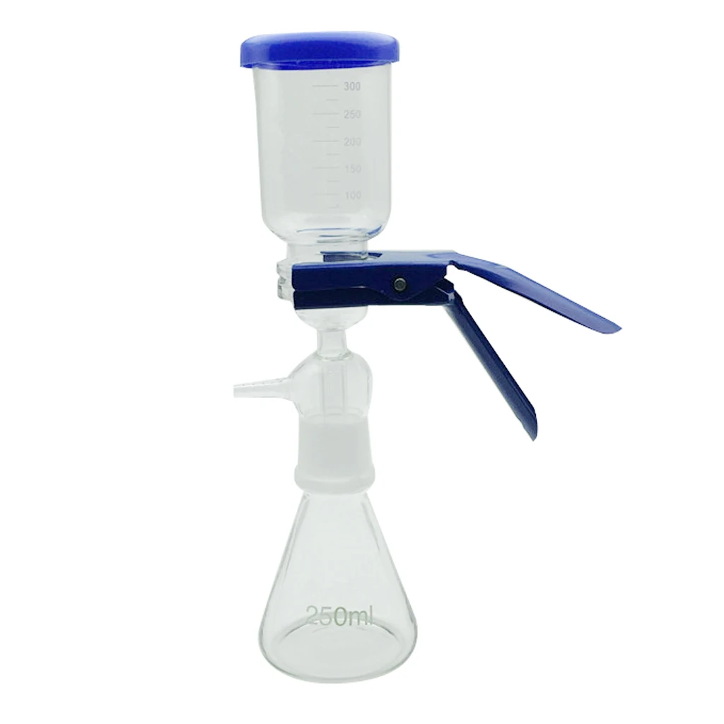 250ml Flask Filtration Apparatus Vacuum Lab Filtering Unit with 300mL Graduated Funnel with Lid & Aluminum Clamp
