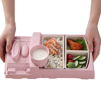 

Creative Bamboo fiber baby train shape Dinnerware plate Tray cartoon shatter-resistant cute Cup lunch box children's rice bowl