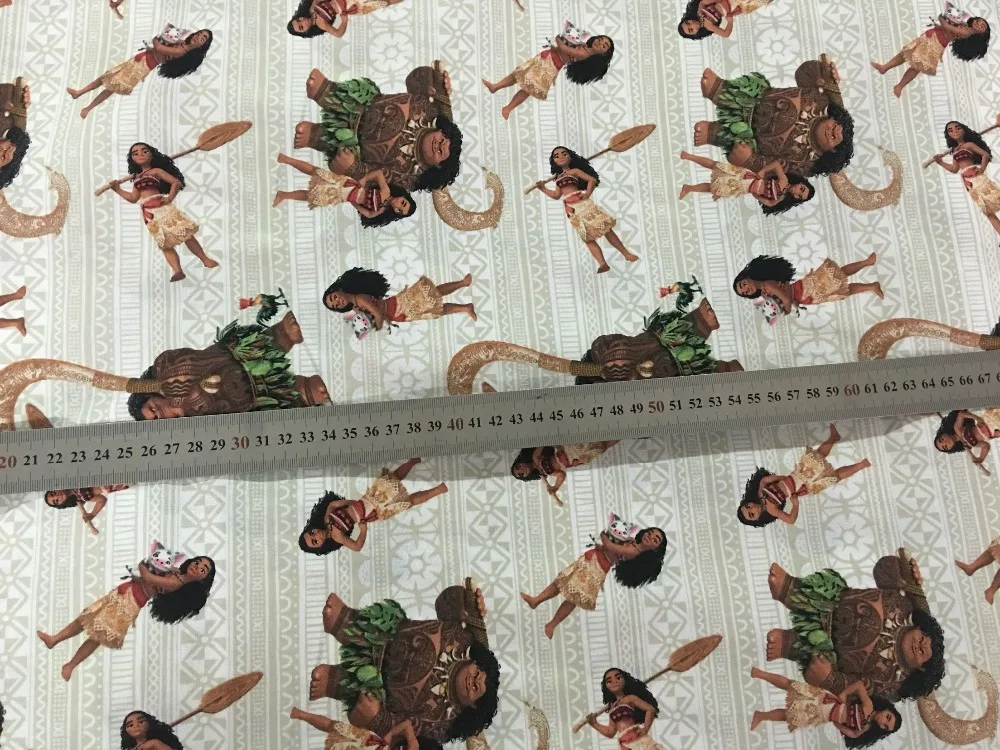 

50x108cm Cartoon Moana princess Cotton Fabric For Sewing DIY Fat Quarter Quilting Patchwork Doll Kids Bedding Patchwork