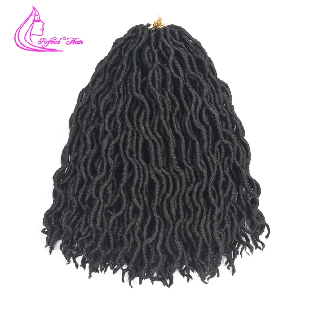 Рафинированные волосы Goddess Faux locs Curly 24 пряди/Упаковка 18 дюймов мягкие натуральные синтетические косички для наращивания Омбре плетение волос