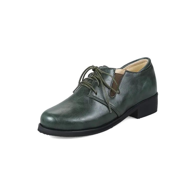 Размеры 34-48, весенне-осенние туфли на плоской подошве со шнуровкой Женские Классические однотонные Туфли-оксфорды с круглым носком высококачественная повседневная обувь в стиле ретро - Цвет: as photo