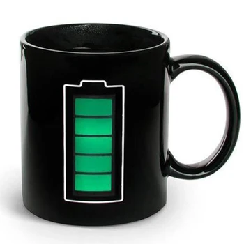 

Cell Pone Battery Charging Signal Color Changing Ceramic Mug / Heat Sensitive Beverage Cup