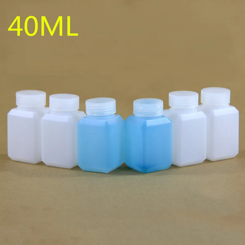 

100PCS/set 40ML HDPE plastic narrow-mouth Square bottle Medicine Liquid Fertilizer reagent sample Bottles containers