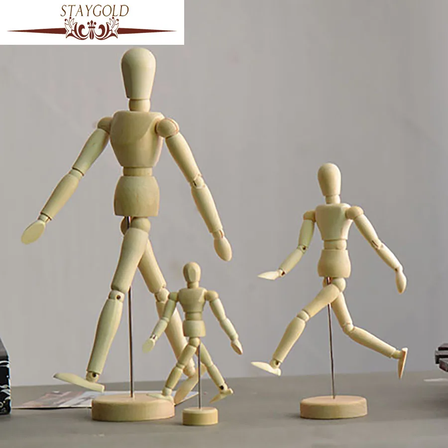 

STAYGOLD Zakka Moving Joint Wooden Dolls Enfeites Para Casa Home Decoration Accessories Artesanato Em Madeira Wood Crafts