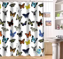 Лучшая красивая бабочка и цветы на заказ занавеска для душа 3D водостойкая полиэфирная ткань занавеска для ванной 12 крючков