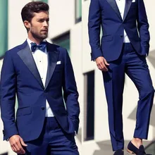 Модные Классические королевские синие свадебные костюмы из двух предметов(куртка+ брюки) Одежда для жениха