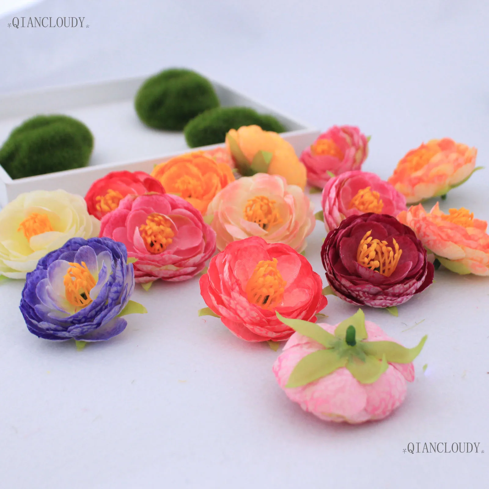 100 pieces Artificial Camellia Rose Silk Flowers Heads wedding