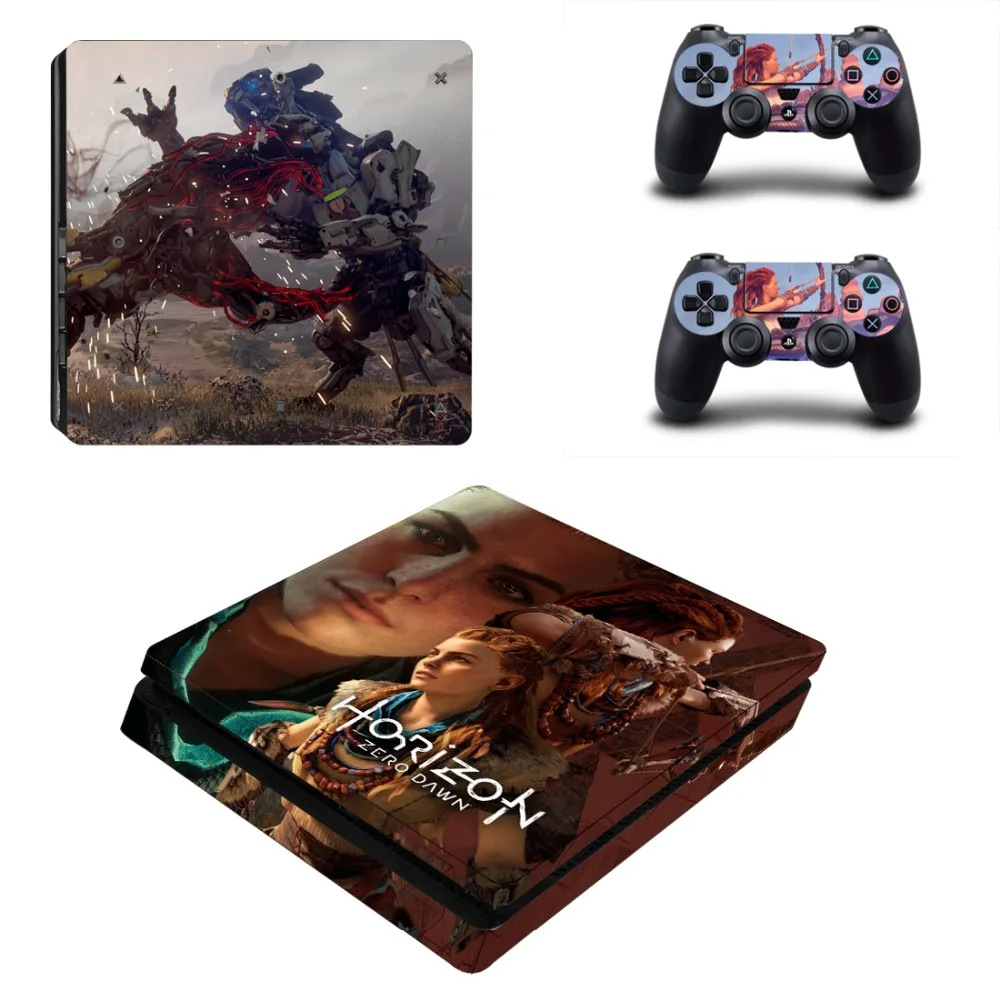 Виниловая наклейка Horizon Zero Dawn PS4 Slim Skin для консоли Sony Playstation 4 и 2 контроллера