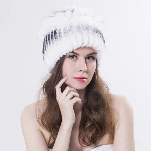 Женская шапка из меха кролика рекс натуральный мех зимние шапки шапочки - Цвет: color 3