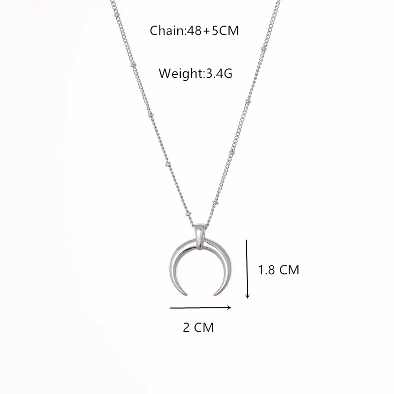 Ожерелье из нержавеющей стали с подвеской в виде рога Луны Leia, ожерелье из бисера, ожерелье в виде шарика, ожерелье с подвеской в виде новой луны, подарок на день матери