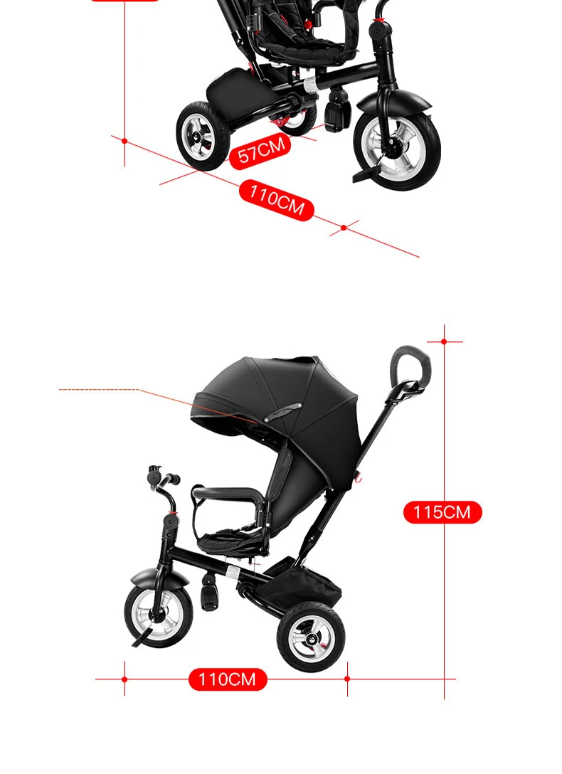 Pouch baby three wheels stroller children bicycle light folding and practical pram kids rain cover high quality for kids