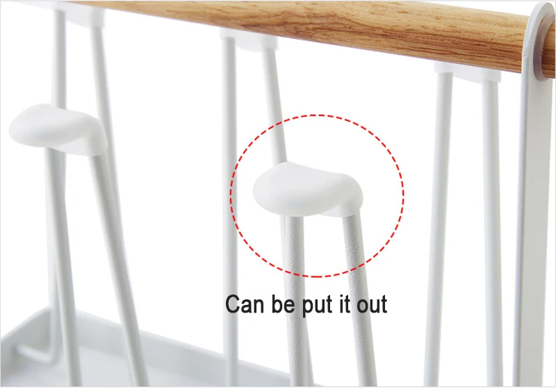 Coffee Tea Cup Holder Stand 6 Mug Wood Handle Storage Rack Holders W6 Hooks(Not includ cups) (3)