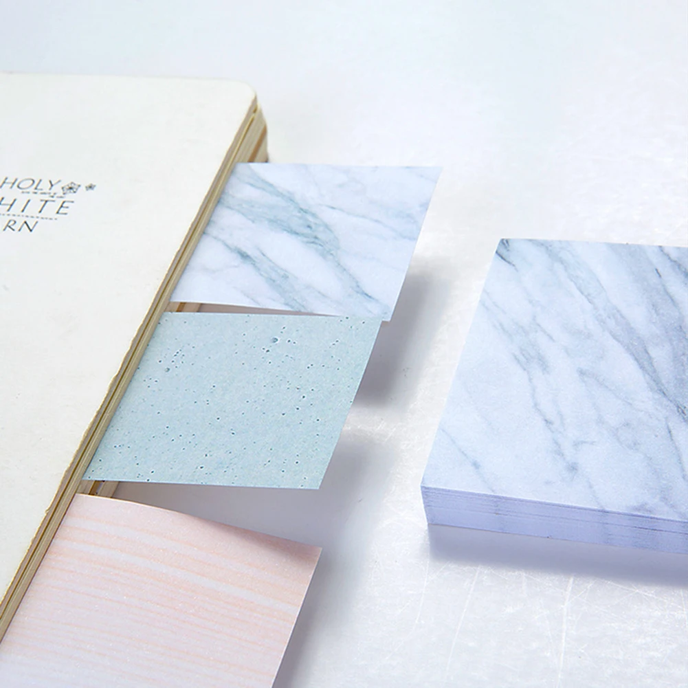 

75PCS/Box Creative Marble Color Self Adhesive Memo Pad Stone Style Sticky Notes Bookmark School Office Stationery Supply