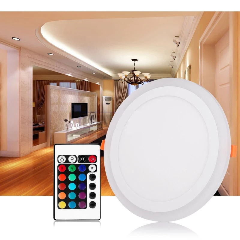 Venda Quente Rodada/praça Led Rgb Painel de Luz + Controle Remoto 6 W/9 W/16 w /ac85-265v 24 w Recesso Levou Luz do Painel de Teto + Driver 9 Cheap panel lamp