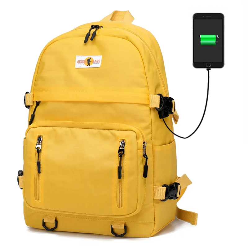 

XQXA New Design USB Charging Backpacks Women School Bag Backpack for Teenage Girls Mochila Leisure Travel Daily Bagpack-Yellow