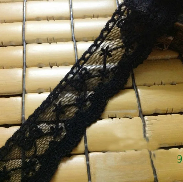 

10 yard/lot width 1.38" 3.5cm white/black mesh embroidered lace trim ribbon handmade garment accessories 20375L4K141