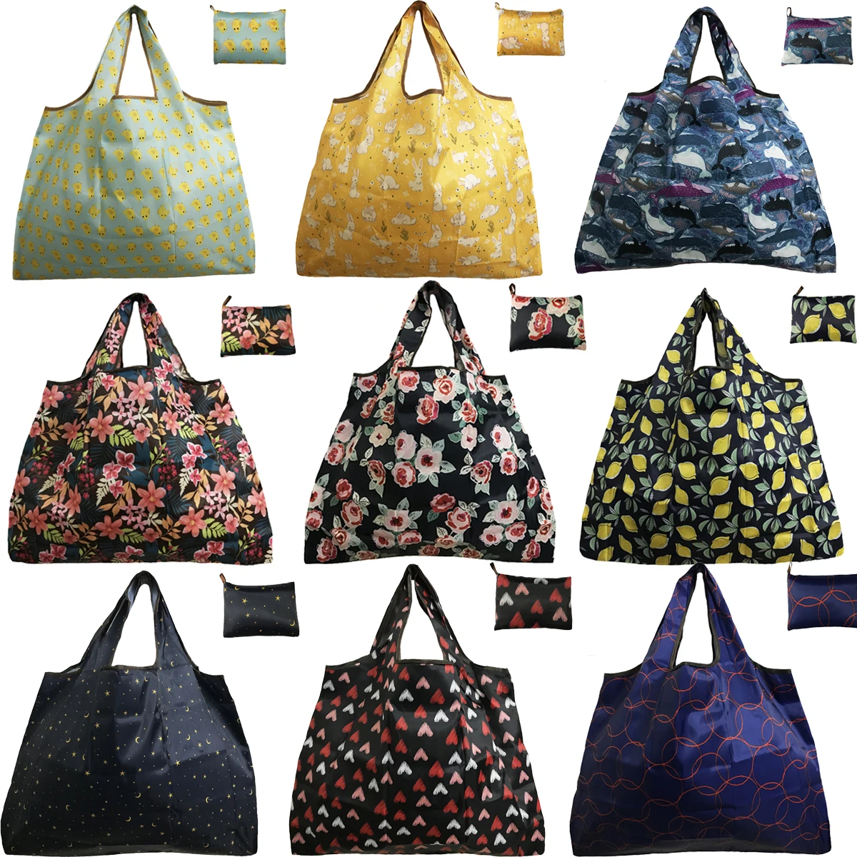 Цветочный складной многоразовый эко хозяйственная дорожная сумка Оксфорд сумка