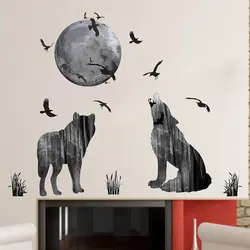 Ужасный темный призрак Лесной Волк ворона стены наклейки Home Decor Гостиная ПВХ Хэллоуин настенные наклейки «сделай сам» плакат с