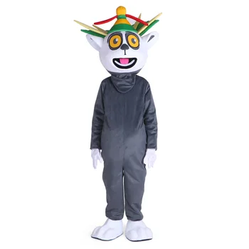 

Unisex Madagascar King Julian Lemur Lemuroid Lemuridae Mascot Costume Cartoon Character Mascotte for Adult Halloween purim party