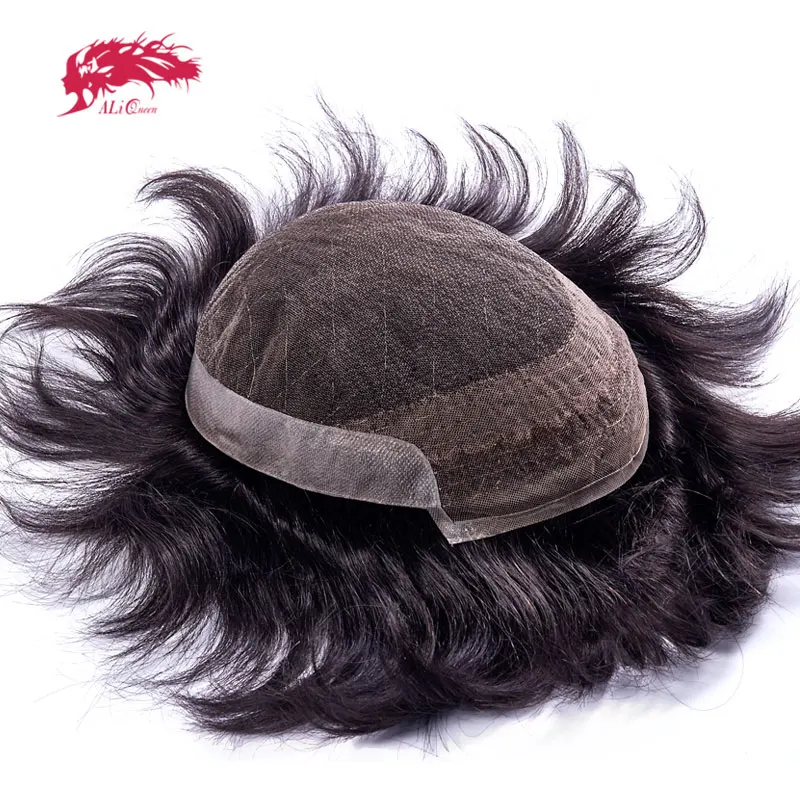 Али queen hair французская кружевная ткань с полиуретановым Для мужчин s накладки из искусственных волос системы замещения волос индийских