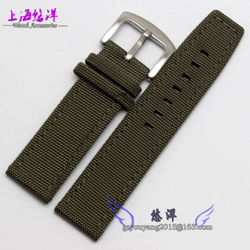 

New arrival New Army Green Black Nylon Fabric+leather bottom Watch Band Strap 22mm Watchbands bracelet promotion cheap