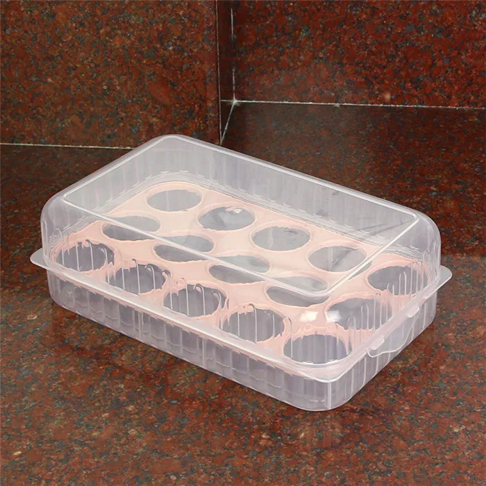 BNBS подлинный 4815 три цвета двухслойные 15 сетки портативный лоток для яиц контейнер в холодильник коробка для хранения держать яйца свежий держатель - Цвет: Розовый