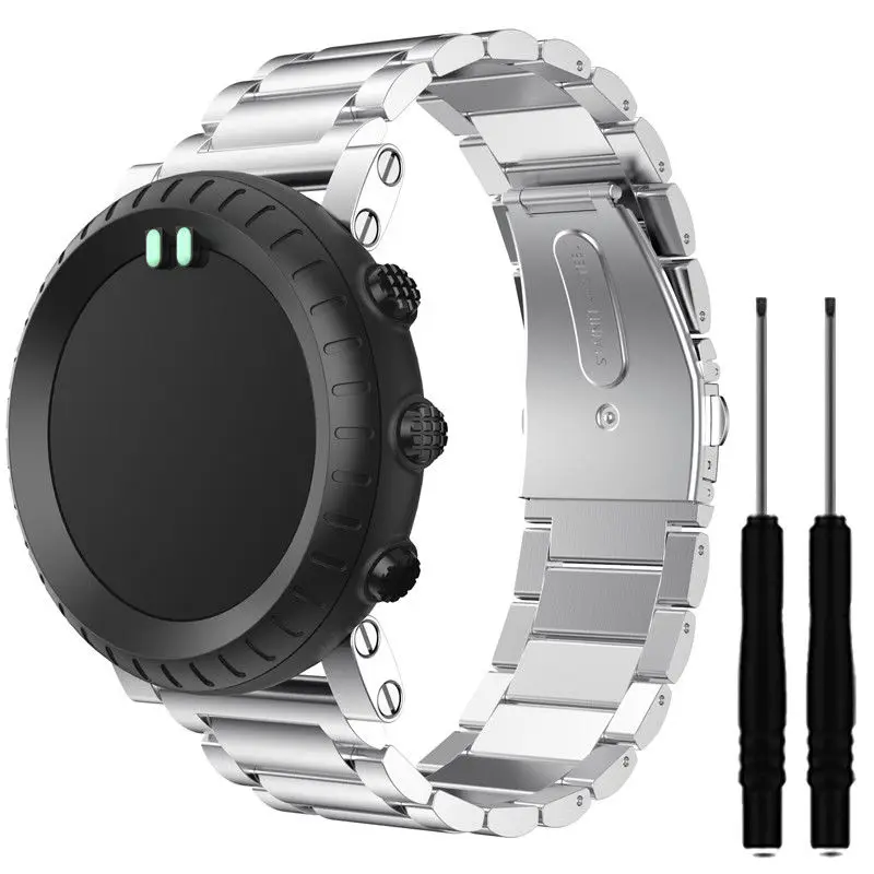 Replacemet нержавеющая сталь классический браслет часы ремешок и инструменты для Suunto Core все черные спортивные часы - Цвет ремешка: Silver